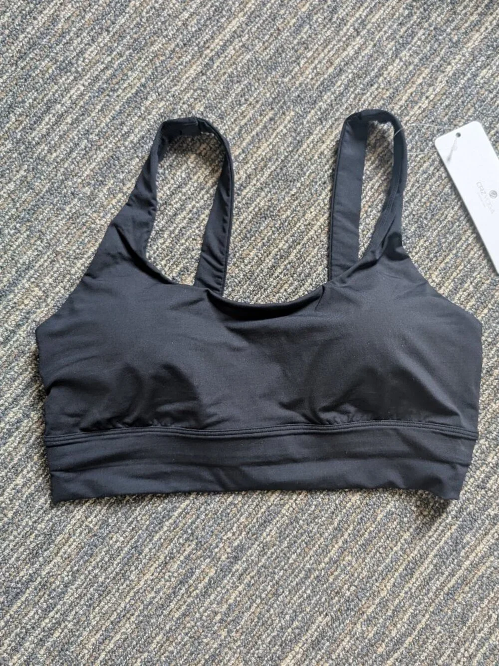 CRZ Yoga Black Supportive Modest Wide Straps Bikini Top- Medium - Picture 1 of 5
